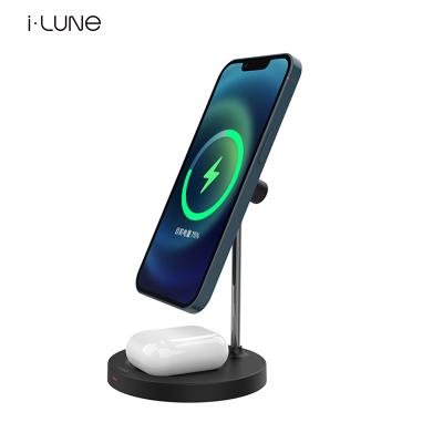 China Success MOON Fast Charging Earphone 15w Qi 2 in 1 Wireless Charger Stand Multifunctional Wireless Charging for sale