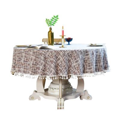 China Waterproof VTC-1120, Plaid Round Tablecloths Modern Cotton Table Cover Picnic Linen Fabric For Kitchen Home Party for sale