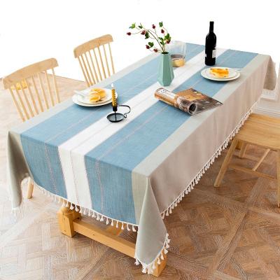 China 2020 Simple Striped Modern Geometric Cotton Waterproof VTC-1117 Table Cover Picnic Linen Fabric Table Cloths For Kitchen Home Party for sale