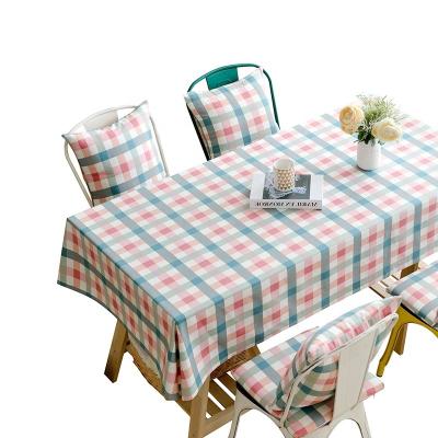 China Waterproof VTC-1105,Wholesale Tablecloths Simple Pink Blue Cotton Plaid Table Cover Picnic Striped Canvas Fabric For Kitchen Home Party for sale