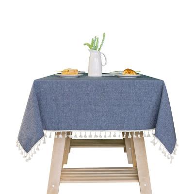 China Waterproof VTC-1103,Wholesale Tablecloths Cotton Simple Solid Color Table Cover Picnic Striped Canvas Fabric For Kitchen Home Party for sale