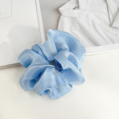 China High Quality Colorblock Fashion Organza Hair Scrunchies Silky Satin Hair Accessories Large for sale