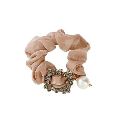 China Korean Fashion Vintage Fashion Organza Simple Rope Headbands Artificial Diamond Scrunchies for sale