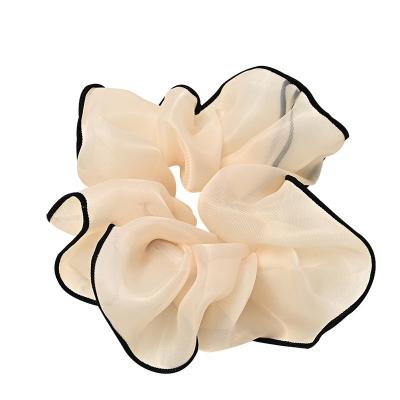 China Fashion Korean Women's Vintage Organza Elastic Hair Scrunchies Contrast Color Mesh Hairbands for sale