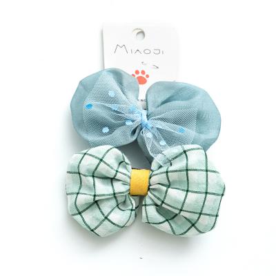 China Children's Headband Children's Hair Accessories Check Cute Pictured Colorblock Cute Pairs Of An Elastic Band Bow Hair Rope for sale