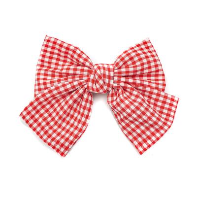 China Japanese and Korean spring clip of Japan and Korean boutique style headdress ladies fabric bow fabric barrettes plaid style for sale