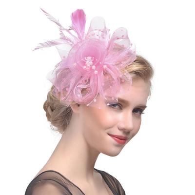 China Popular bridal veil headdress accessories bridal headwear feather hair decoration amazon top hat wrapping festival cambric hair items for sale