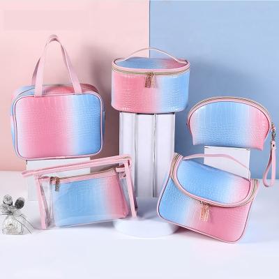 China Fashion Custom Private LOGO Label Tending Rose Designer Large Travel Makeup Organizer Cosmetic Bag Set for sale