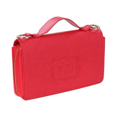 China Waterproof Red Saffiano PU Customizing Fashionable Wristlet Wallets For Women for sale