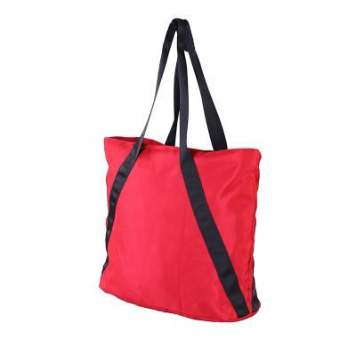 China NATIONAL Wholesale Promotional Red Lightweight Polyester Foldable Woman's Tote Handbags For Shopping for sale