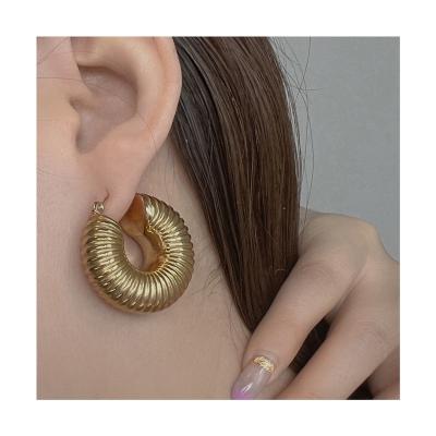 China Best Selling Fashion Jewelry TRENDY Gold Plated Stainless Steel Hoop Earrings Hippie Earrings Birthday Gift Party for sale