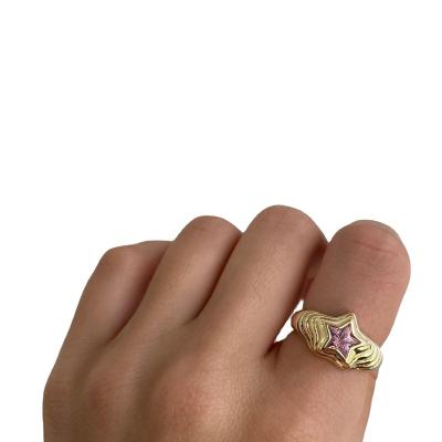 China 2022 Dubai Instagram Woman Jewelry Fashionable Chic Elegant Ring Star Sign Designer Hot TRENDY Zircon 14K Gold Plated New for sale