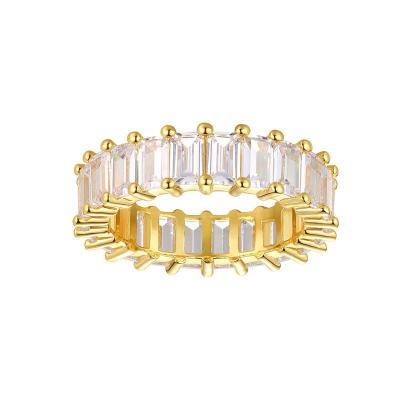 China 2022 Dubai Square 5A new designer super shinning zircon 14K gold plated trendy chic chic ring TRENDY for sale