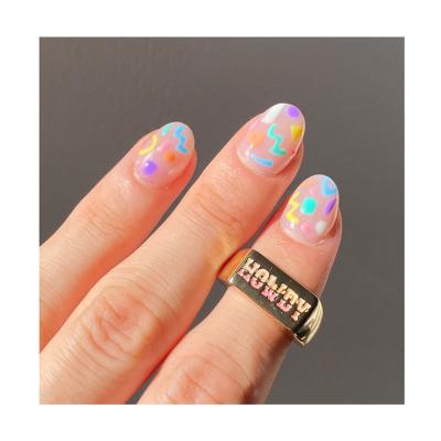 China Y2K fashion HOT style new multicolor optional 14K gold plated brass jewelry allo personalized creativity trendy ring for sale