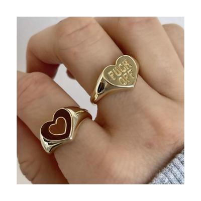 China New romantic popular style 18K gold-plated jewelry personalized creativity of Y2K double-layer drop luster love ring retro for sale