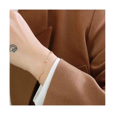 China 2022 TRENDY Brand New Popular Inlaid Fashion Bangle With Zircon Stainless Steel Vacuum 18K Gold Plated Adjustable Bangle for sale