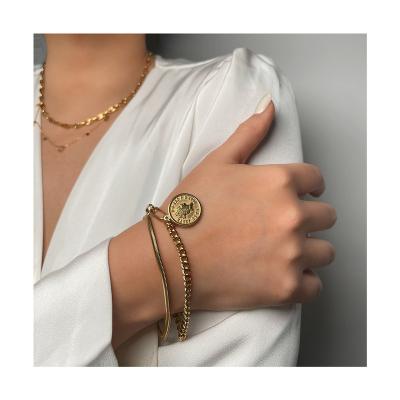 China FASHIONABLE Quality Assured Gold Ins Vintage Gold Coin Asymmetrical Bracelet Well Crafted Bracelet Jewelry Unisex Part for sale