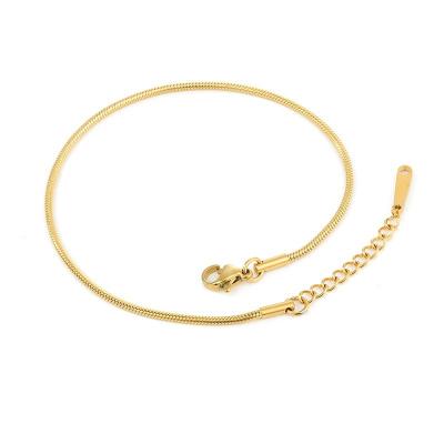 China Dubai 2022 TRENDY wholesale foot non tarnish free waterproof jewelry 18k gold plated thin stainless steel snake chain anklets for women for sale