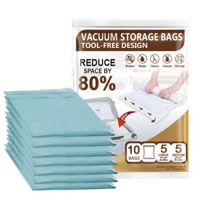 China High Quality Space Saver Folding Roll Up Vacuum Storage Bag Folding Travel Vacuum Storage Bags For Cloth Flat Vacuum Bags for sale