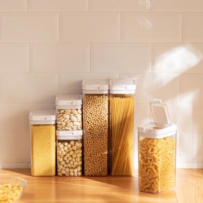 China Food Storage Kitchen Pantri Storage Box Plastic 4 Compartments Containers Metal Cans Airtight Stored Jar for sale