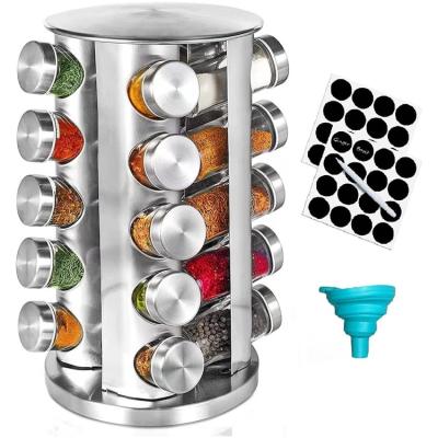 China Freshness Retention Amazon Spinning Spice Rack Organize 20 Boxes Seasoning Bottle Set Stainless Steel Hardware With Swivel Rack Spice Jar Pepper Pot for sale