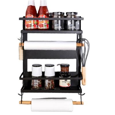 China Amazon 2-Tier 40cm Viable Size Spice Rack Organizer Single Tier Refrigerator Magnetic Spice Storage Rack Easy To Install On The Freezer for sale