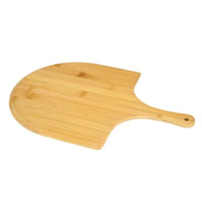 China Sustainable Japanese Style Bamboo And Wooden Pizza Board Handle Can Hung Wooden Fruit Fan-shaped Snacks Pastry Steak Tableware Baking Tray for sale