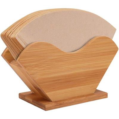 China Amazon Sustainable Wooden Coffee Filter Holder Filter Storage Box Hand-Pour Coffee Filter Base Drip Cloth Box for sale