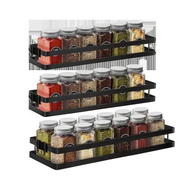 China 3 Layer Wall Mounted Punch Free Seasoning Rack Viable Shelving Rack Household Seasoning Supplies Knife Rack For Kitchen for sale