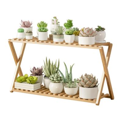 China Multi-Layer Folding Economical Floor-standing Rack Single Cross Sustainable Bamboo Household Flower Storage Shelf Installation Free for sale