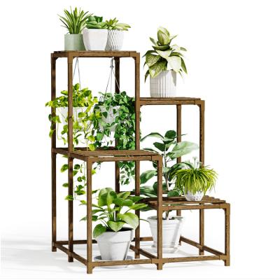 China Living room viable indoor household flower rack solid wood flower pot stretch balcony flower pot multi-layer succulent rack for sale