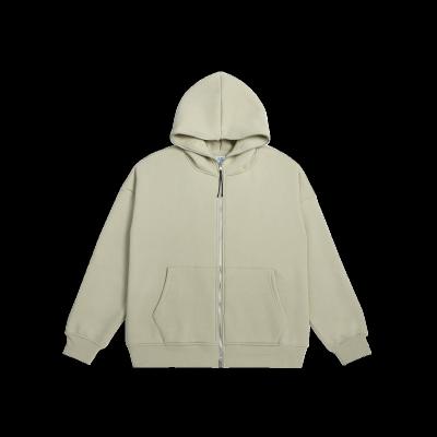 China Clothing Manufacturers Anti-Wrinkle Heavy Cotton Shoulder Oversized Printed Drop Collar Zip Collar Cotton Zip Up Rhinestone Hoodie for sale