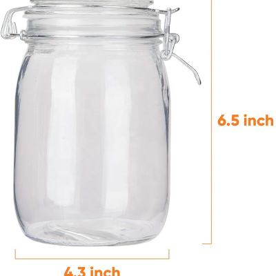 China Freshness Preservation 32oz Glass Jar Kitchen Storage Canister Set Mason Jars With Airtight Hinged Lids For Canning for sale