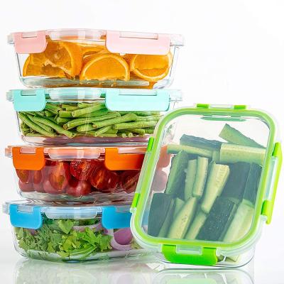 China 10 Pack Meal Prep Containers Microwavable Glass Food Storage Containers With Lids Airtight Glass Bowls for sale