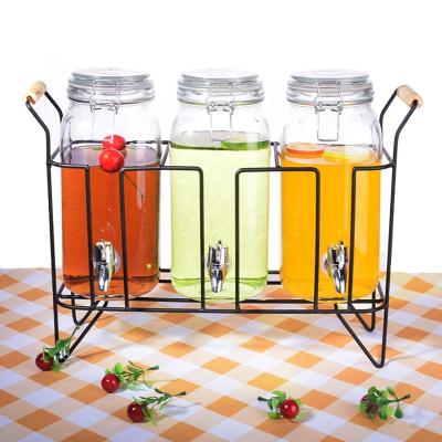 China Portable glass stocked beverage dispenser with tap and holder for hot and cold water for sale