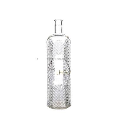 China Fashion Accessories Clear Empty Liquor Glass Bottle With Cork Lid For Vodka Whiskey Wine Bottle for sale