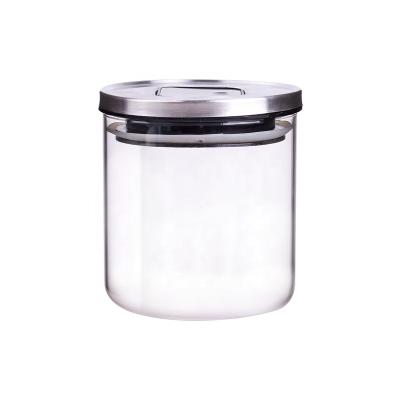 China Sustainable High Borosilicate Glass Storage Jar Glass Container Kitchen Canister With Airtight Sealing Lid for sale