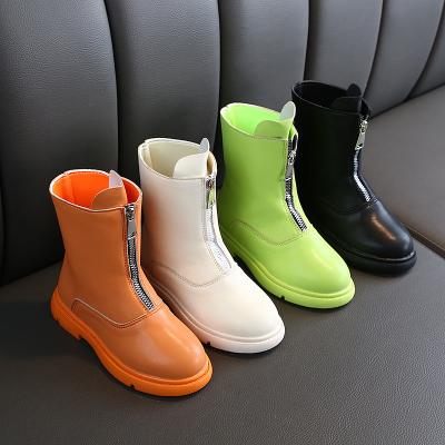 China Lovely Candy Colored Martin Leather Rubber Boots Anti-slippery Raining Boots Kids for sale