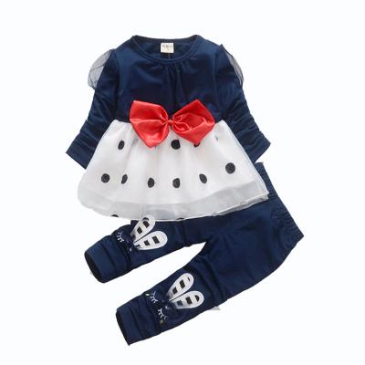 China Lovely Costume Bow Design Dresses Suit Children Kids Girl Clothes for sale