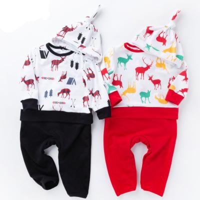 China New Style Christmas Infant Wholesale Sweet Baby Siamese Hat Long Sleeve Detachable Romper for sale