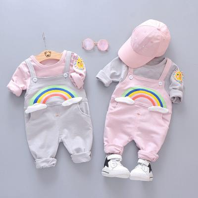 China High Quality 2 Pcs Set Lovely Costume Pink Girl Children Clothes for sale