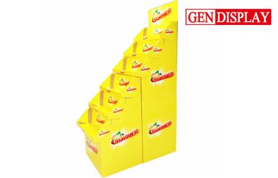 China Snacks Paper POS Cardboard Pallet Display Yellow For Supermarket for sale