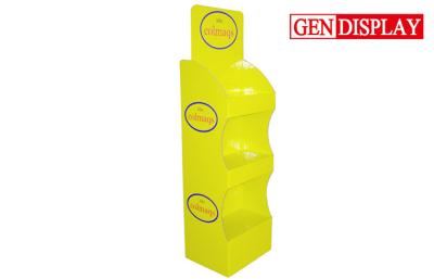 China Yellow Color Cardboard Floor Display Stand For Sports Promotion for sale