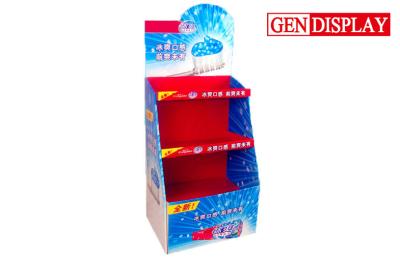 China Toothpaste Cardboard Floor Display Stand With Three Shelves for sale