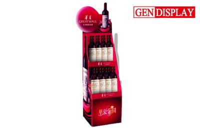 China Pos Cardboard Floor Wine Display Stands With Full Color Printing for sale