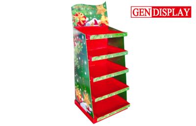 China Christmas Gift Cardboard Floor Display Stand With 5 Shelves for sale