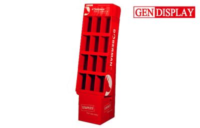 China Red Cardboard POP Display Stand , Pockets Floor Display Unit 100% Recycle for sale