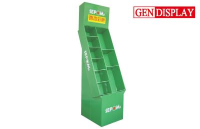 China Custom Cardboard Compartments Floor Display Stand Shelf For Supermarket for sale