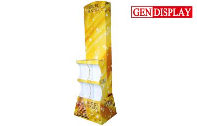 China Promotional Cardboard Display Stands Yellow For Ferrero Rocher Chocolate for sale