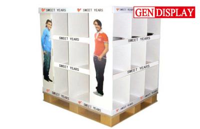 China Recycle POP Cardboard Pallet Display With Cells For Garments for sale